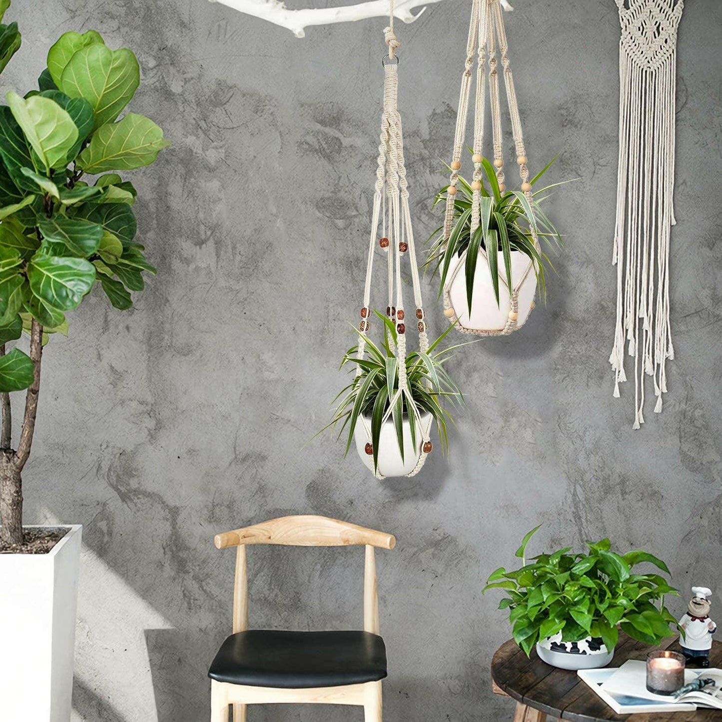 Handmade macrame plant hangers beautifully display your greenery and add a cozy, boho touch to any home décor.